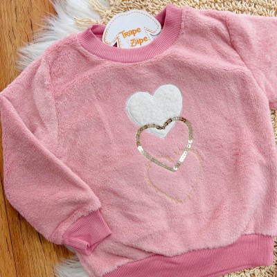 Conj. Casaco Três Corações e Calça de Pelinho - Rose